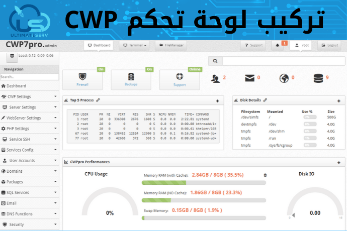 تركيب لوحة تحكم سنتوس ويب بنل CWP